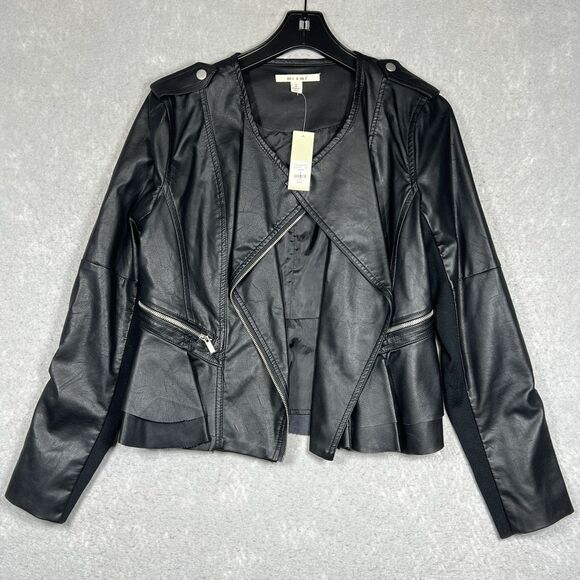 Francescas Miami Jacket Womens Small Black Zip Up Moto Light Jacket NWT - Picture 1 of 12